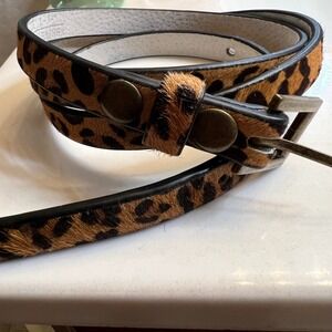 Leopard print Hair Calf Leather Belt Size L/39in